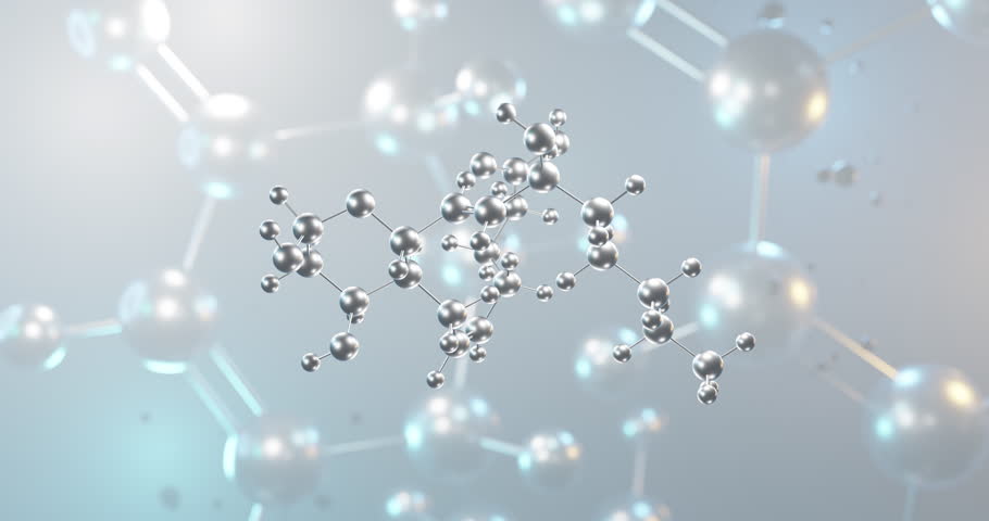 Thromboxane B2 rotating 3d molecule, molecular structure of inactive metabolite seamless video