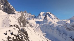 Aerial view of a snow-covered valley in the French Alps at golden hour. Warm sunlight highlights the snowy peaks as a winding creek flows through the serene winter landscape. - Powered by Shutterstock - Get 15% off with code: PIKWIZARD15