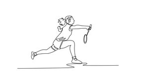 Self drawing animation of single line draw beautiful female badminton player get ready to receive shuttlecock from opponent during game play on indoor court. Continuous line draw. Full length animated - Powered by Shutterstock - Get 15% off with code: PIKWIZARD15