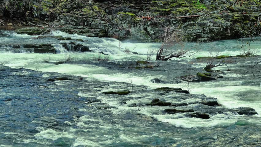 Rocky River Rapids, Whitewater Flowing Over Rocks