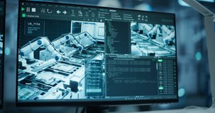 Computer Screen Displaying Robotic Operations and Data Analytics. Engineers in a Hard Hats Working in an Industrial Facility, Using Laptop Computer to Monitor Robotic Arms in a Futuristic Factory - Powered by Shutterstock - Get 15% off with code: PIKWIZARD15