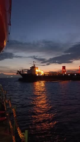 Beutiful sunset view with Ship