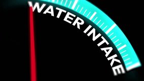Maximum water intake concept 4k animation with speedometer showing, red needle on the bar. Hydration, water, health, summer. - Powered by Shutterstock - Get 15% off with code: PIKWIZARD15