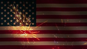 United States of America Waving flag with Colorful Fireworks in the sky, 4k Footage. Celebration, party, confetti, independence day, patriotic, loop - Powered by Shutterstock - Get 15% off with code: PIKWIZARD15