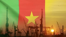 Industrial concept with Cameroon flag at sunset, silhouette of container harbor - Powered by Shutterstock - Get 15% off with code: PIKWIZARD15