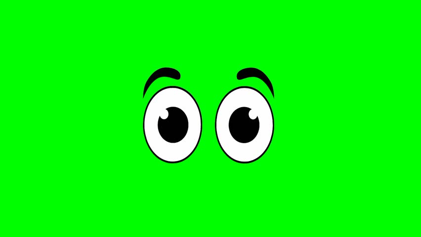 Green screen animation of moving cartoon eyes looking in all directions. Suitable for animation and comic making needs