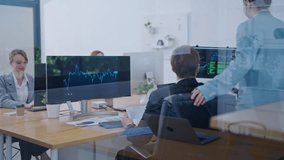 Meeting in a modern office with team discussing financial data and market trends during business hours - Powered by Shutterstock - Get 15% off with code: PIKWIZARD15