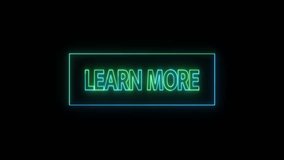 Learn more text icon animation neon red blue color font letter text word template signboard poster banner sign symbol on black background - Powered by Shutterstock - Get 15% off with code: PIKWIZARD15