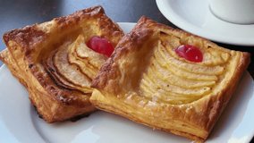 Delicious fresh sweet homemade puff pastry with pear and berry. High quality 4k footage - Powered by Shutterstock - Get 15% off with code: PIKWIZARD15