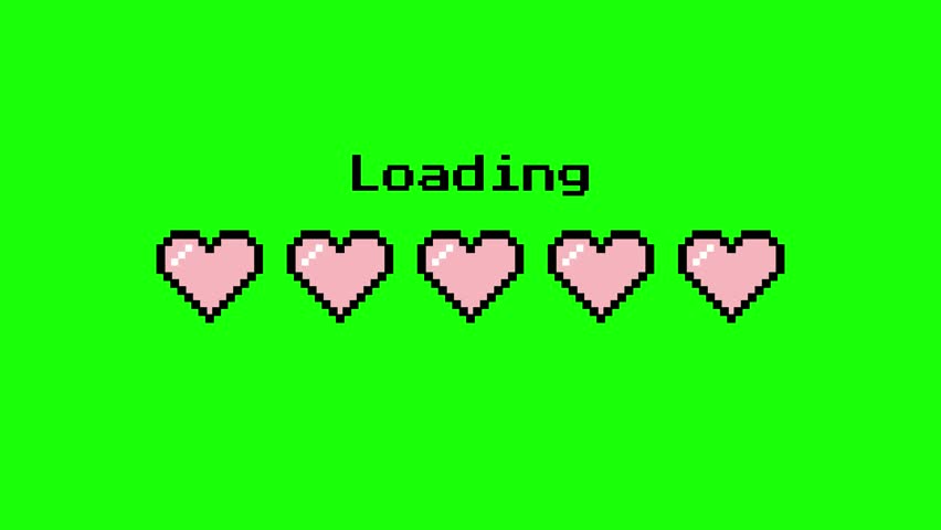  Loading Heart pixel Animation, Green Background