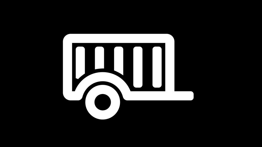 Icon trailer is distorted. Glitch. Noise, chromatic aberration, geometric distortion. Transparent background, looped. In-Out looped. Alpha BW at the end