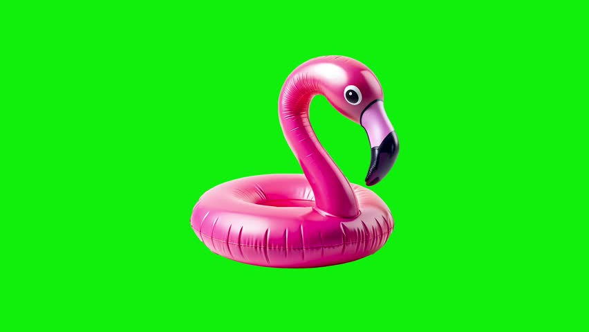 pink inflatable flamingo green screen or chroma key animation