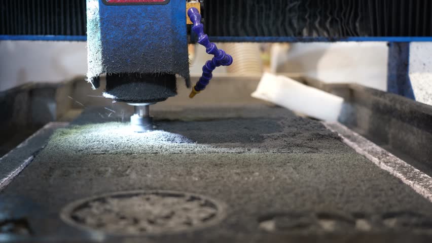 CNC Router Engraving Design on Black Plastic Sheet