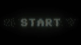 Start. 8-bit pixel text animation with dynamic glitch distortion effect. Loop – retro arcade intro, pixelated screen, VHS-style glitch, vintage gaming UI, distorted start message, video game
 - Powered by Shutterstock - Get 15% off with code: PIKWIZARD15