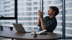 Manager using voice recognition virtual assistant talking in smartphone loudspeaker in office closeup. Confident businessman recording audio message by cellphone. Stylish ceo speaking in speakerphone - Powered by Shutterstock - Get 15% off with code: PIKWIZARD15