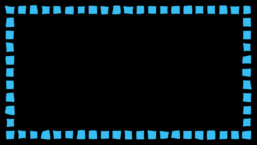 Rectangular frame with wavy blue dashed lines. (Transparent background)
