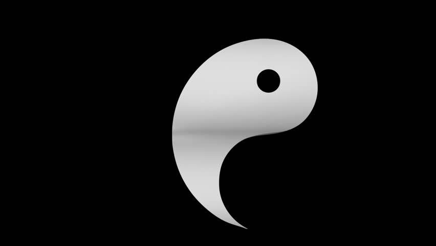 Transforming 3D Yinyang on black background