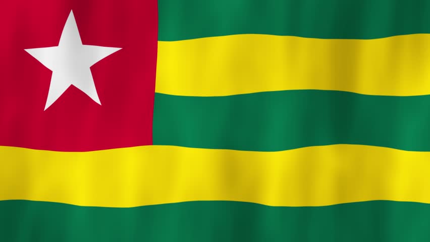Togo flag country animation 3D symbol design waving in wind movement national patriotism world culture emblem banner republic West Africa red white star green yellow stripes