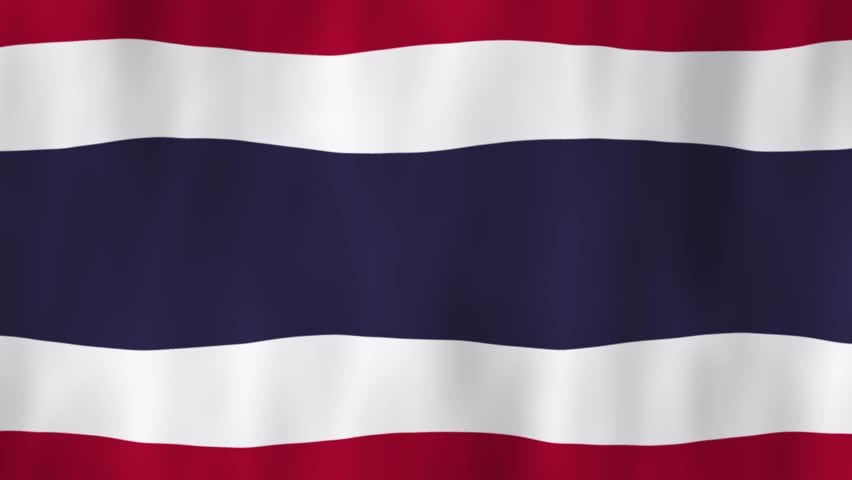 Thailand flag country animation 3D symbol design waving in wind movement national patriotism world culture emblem banner republic Southeast Asia Siam red white blue stripes