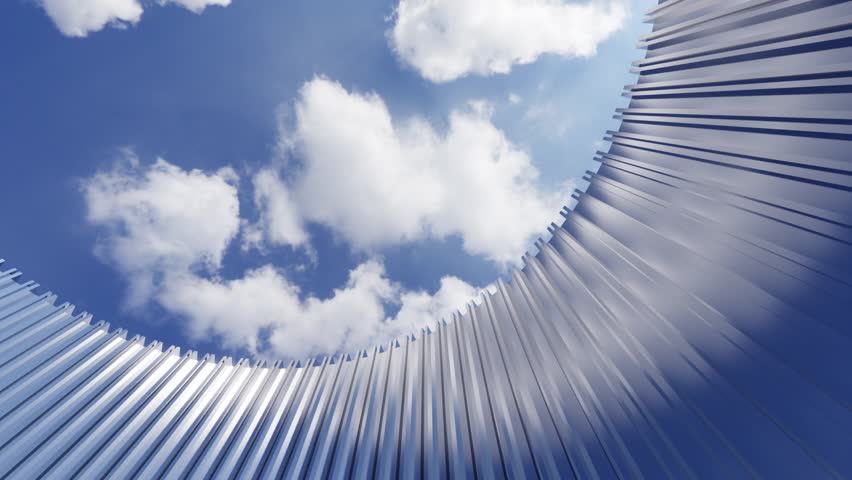 3d illustration of abstract glass architecture background, geometric architectural with chrome or metallic curve design
