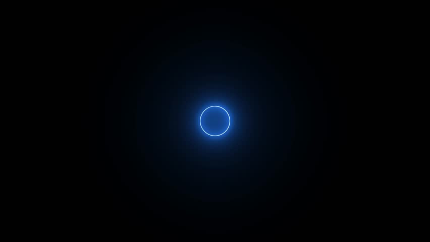 abstract futuristic neon background animation of dark 3d rings wave motion with glowing blue color lights, 4k seamless corporate background loop . neon circle looping.	