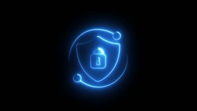 Cyber Security Password Protection 4k Animation . Neon Lock Shield Digital Data Safety Concept, Neon Lock and Shield Digital Data Safety Secure Login Access Encryption Technology ,Online Privacy	 - Powered by Shutterstock - Get 15% off with code: PIKWIZARD15