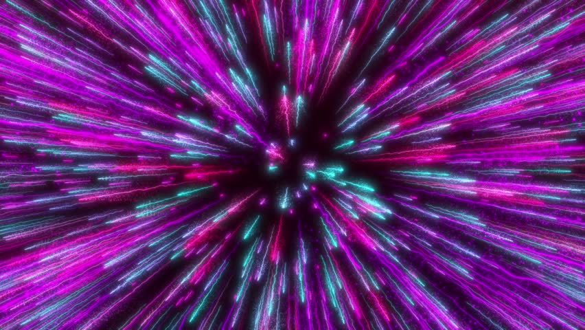 Particle explosion, Meteor shower with stars, Bokeh Particles. Animated rain of particles flying towards the meeting.