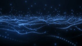 Abstract digital dynamic particle waves. Animation background. Light abstract background waves of particles. Abstract glowing digital cyber wave composed of particles and dots.  Big data visualization - Powered by Shutterstock - Get 15% off with code: PIKWIZARD15