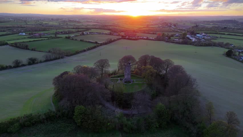 Nice Flight at Sunset Over Dundalk Countryside, County Louth, Republic of Ireland
