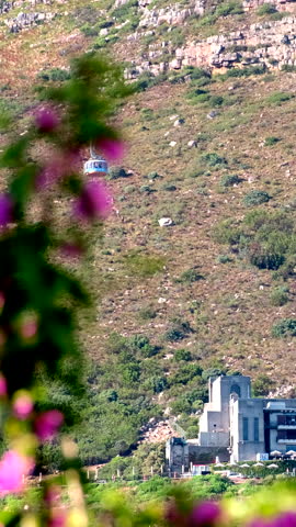 Vertical - Table Mountain cable car descends toward cable station