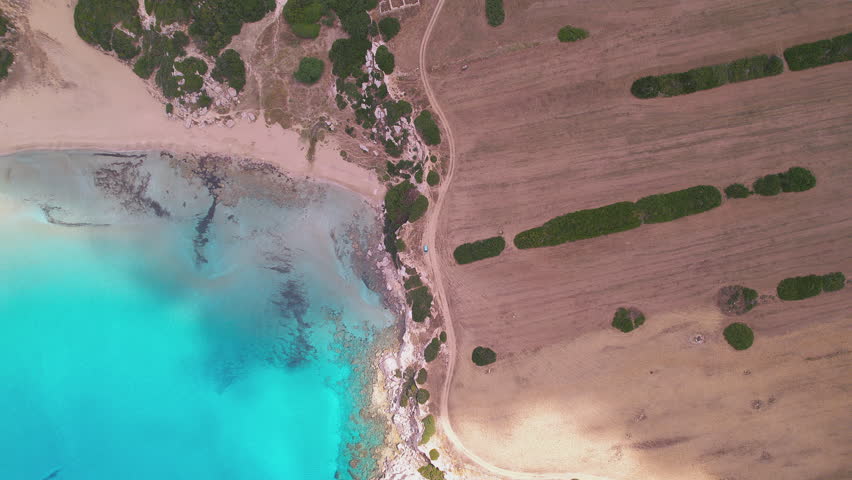 Stunning Aerial Views of a Serene Beach Area in Karpaz Peninsula, Northern Cyprus