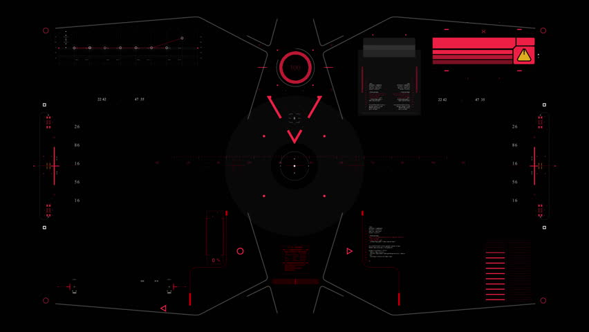 Alien spaceship Screen. Universal HUD, UI Graphic Elements. Sci Futuristic User interface. Digital Data Flow Calculations. IT Technology on Virtual Screen.