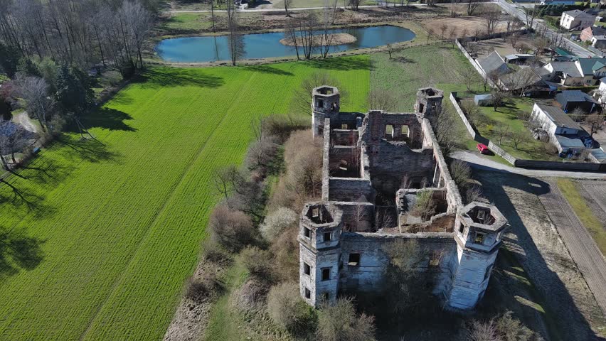 Ruins of Tarlow Palace in Podzamcze Piekoszowskie, Poland.