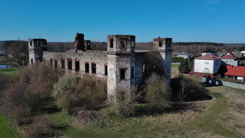 Ruins of Tarlow Palace in Podzamcze Piekoszowskie, Poland.
