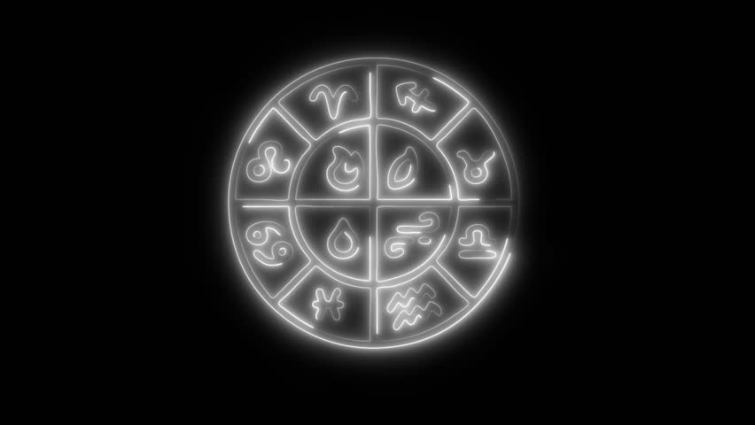 Glowing neon Astrology icon isolated on black background. HD Video motion graphic animation