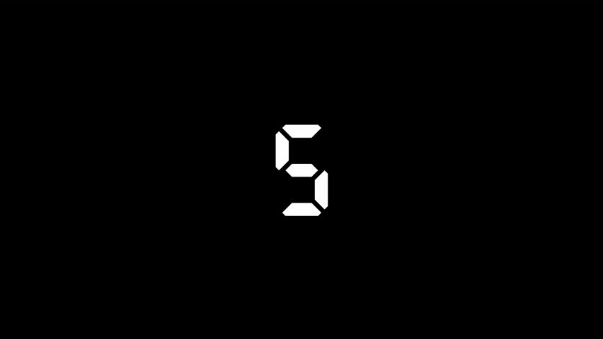 Clean 5-second countdown timer animation with transparent background (.MOV format). Ideal for intros, transitions, alerts, and overlays in any video editing project or live stream.