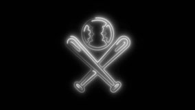 Glowing neon Baseball icon isolated on black background. HD Video motion graphic animation - Powered by Shutterstock - Get 15% off with code: PIKWIZARD15