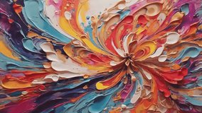 A dynamic and colorful abstract painting. Thick brushstrokes and prominent impasto textures create a strong three-dimensional effect. - Powered by Shutterstock - Get 15% off with code: PIKWIZARD15