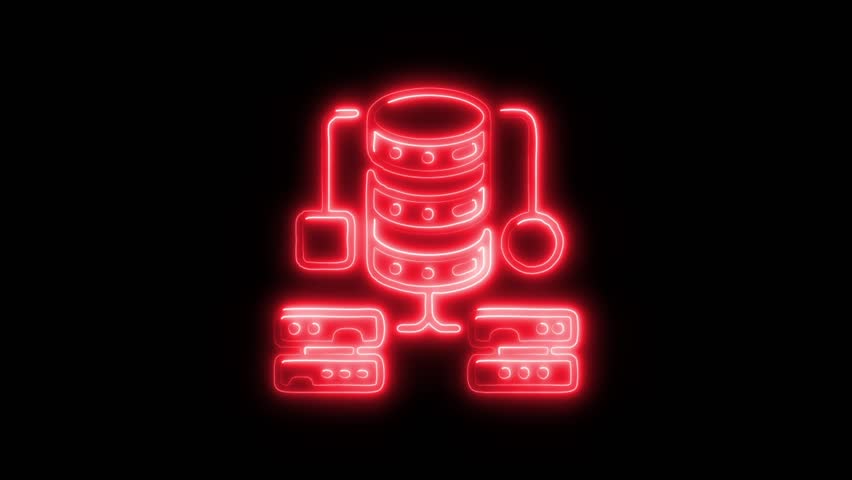 Glowing neon Big Data icon isolated on black background. HD Video motion graphic animation
