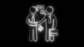 Glowing neon Business Meeting icon isolated on black background. HD Video motion graphic animation - Powered by Shutterstock - Get 15% off with code: PIKWIZARD15