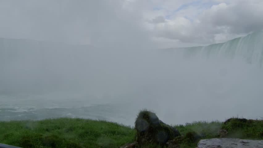 A Stunning Bottom to Top View of Niagara Falls on a Clear, Sunny Day. The Cascading Water Creates a Majestic Scene of Nature Power and Beauty in Niagara, Canada. 
