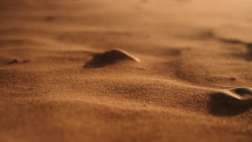 Wind Blowing Sand At The Beach Shore. - closeup shot