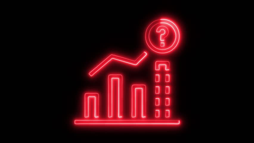 Glowing neon Data analysis Forecast icon isolated on black background. HD Video motion graphic animation