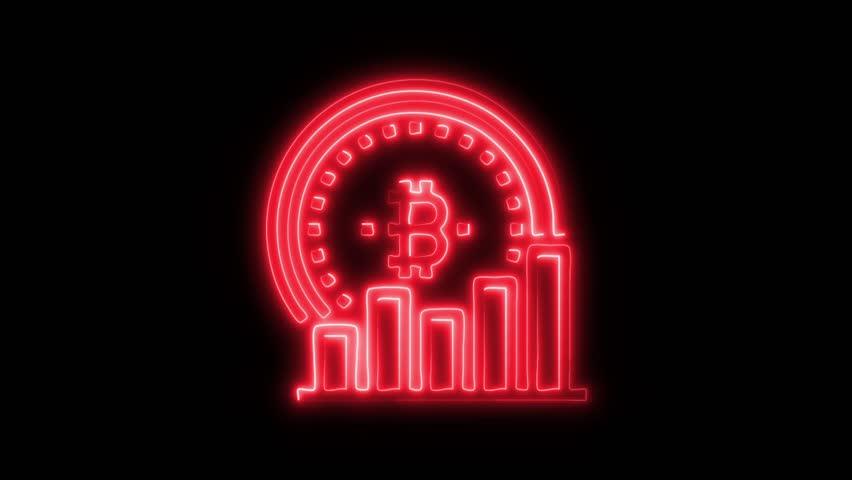 Glowing neon Digital Investment icon isolated on black background. HD Video motion graphic animation