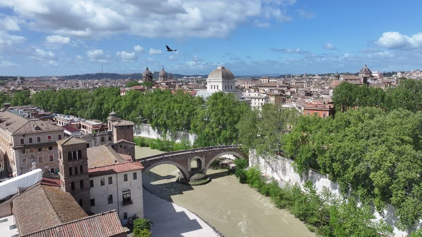 Rome Skyline At Rome In Lazio Italy. Medieval Buildings. Downtown District. Rome Skyline At Rome In Lazio Italy. Coastline Scenery. Cultural Heritage. Italy Skyline.