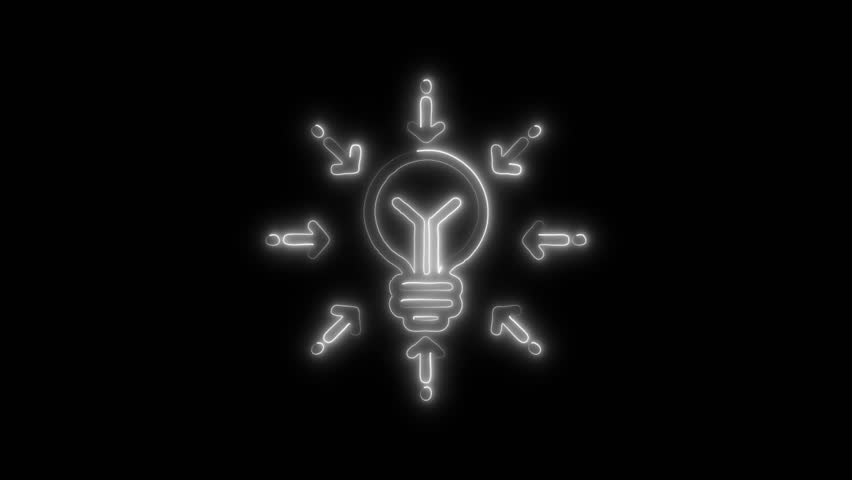 Glowing neon Main Idea icon isolated on black background. HD Video motion graphic animation