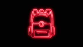 Glowing neon School Bag icon isolated on black background. HD Video motion graphic animation - Powered by Shutterstock - Get 15% off with code: PIKWIZARD15
