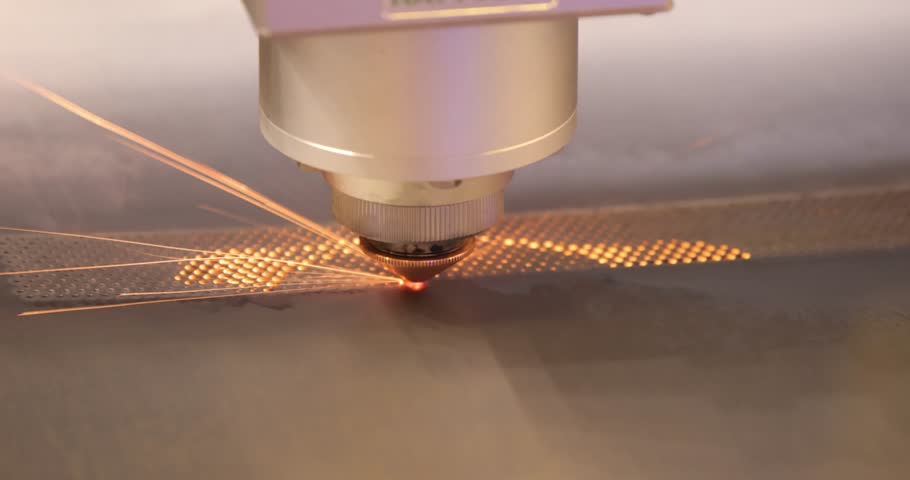 CNC Laser cutting of metal, modern industrial technology.
