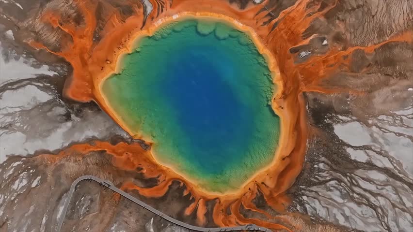 Aerial top-down view of Yellowstone