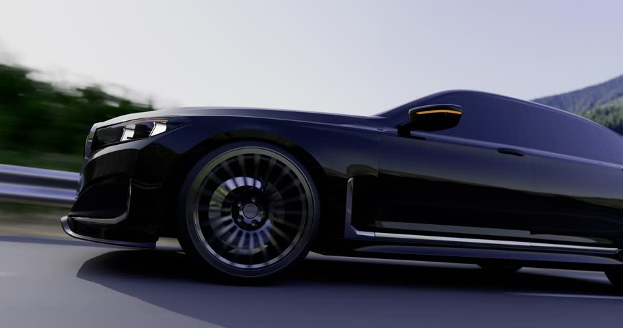 Black sedan on the road